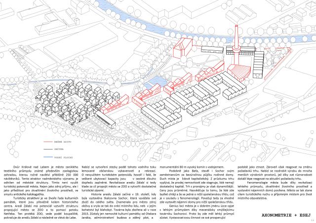 Sochorův dvůr DKnL Zálabí Axonometrie + esej