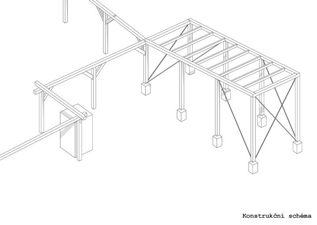 Kůlna v Úpici konstrukční schéma